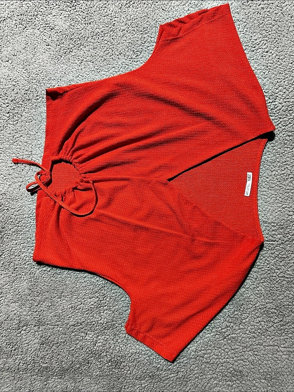 Zara Red Drawstring Crop Top Like New